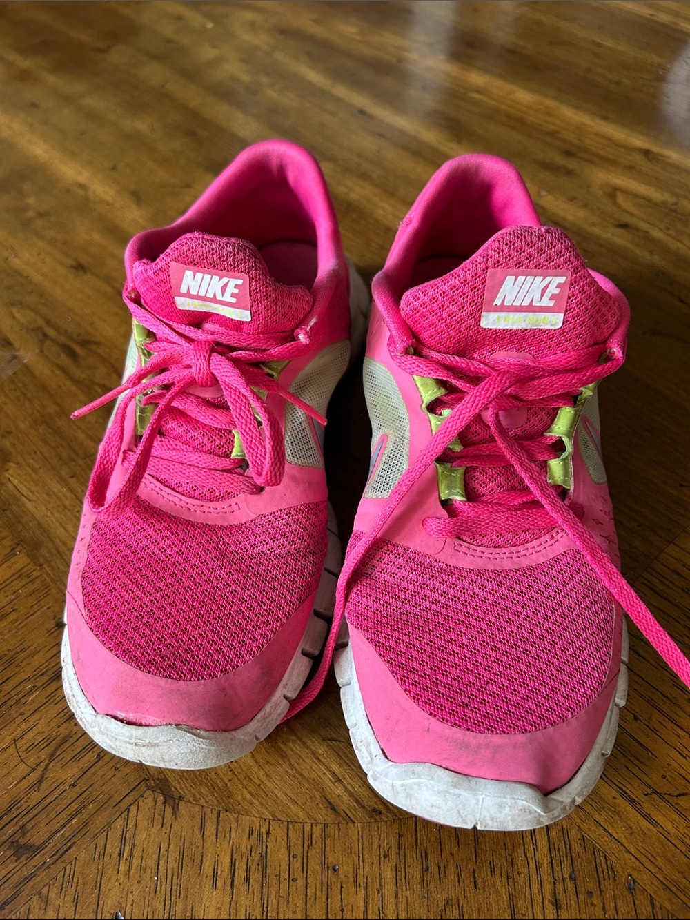 Nike Women's Bright Pink Athletic Running Shoes with Lime Accents